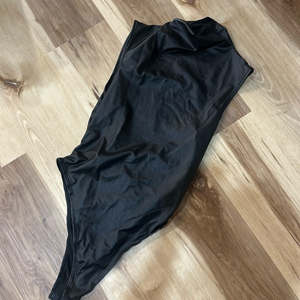 Leather black body suit